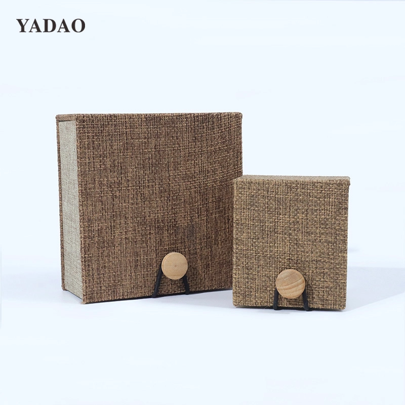 Dây thun màu nâu vải lật hộp ngọc Phong cách retro thẩm mỹ Nhà cung cấp hộp trang sức cao cấp yadao Trung Quốc