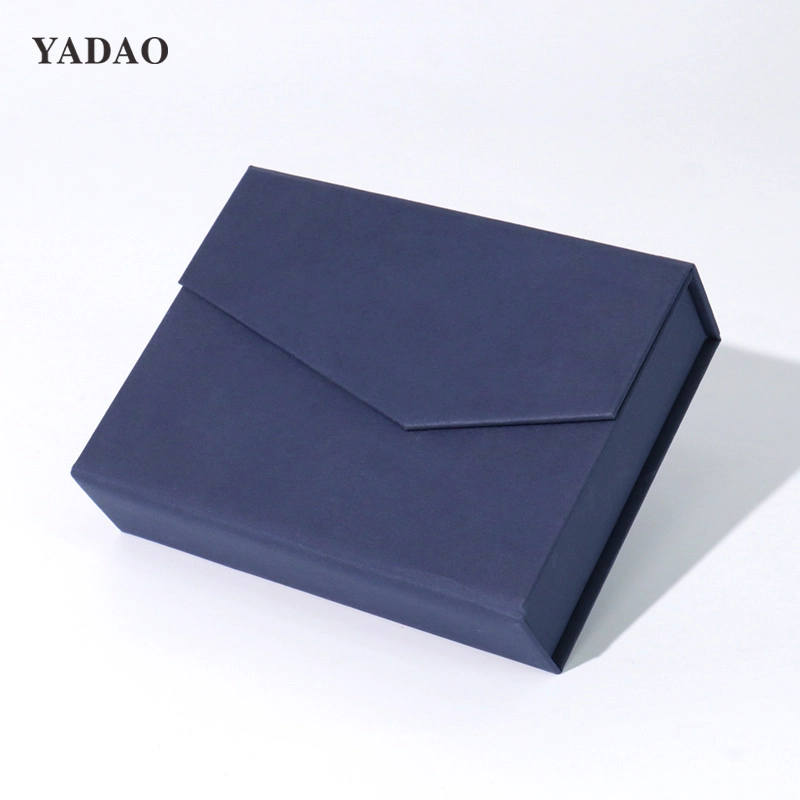 Kotak kertas bergaya biru tua pengilang pembungkusan barang kemas kotak flip magnet mewah