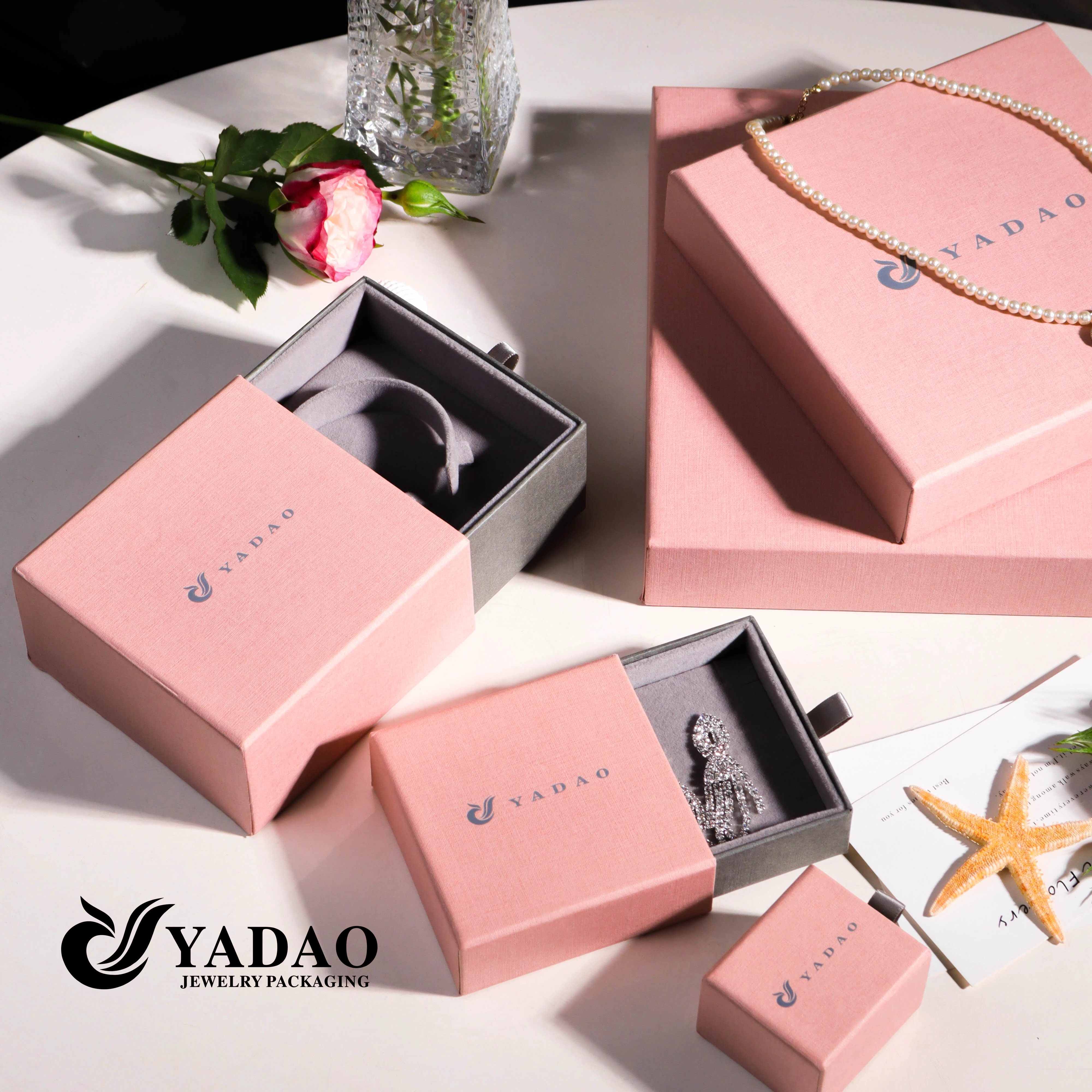 รีไซเคิลได้กล่องกระดาษลิ้นชักบรรจุภัณฑ์ที่เป็นมิตรกับสิ่งแวดล้อมสำหรับเครื่องประดับอีคอมเมิร์ซ