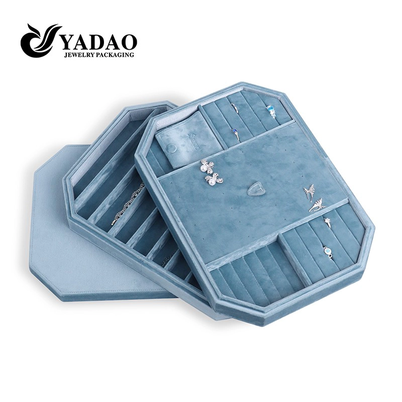 colorful gemstone jewellery accessory boutique store storage display velvet tray with lid protect