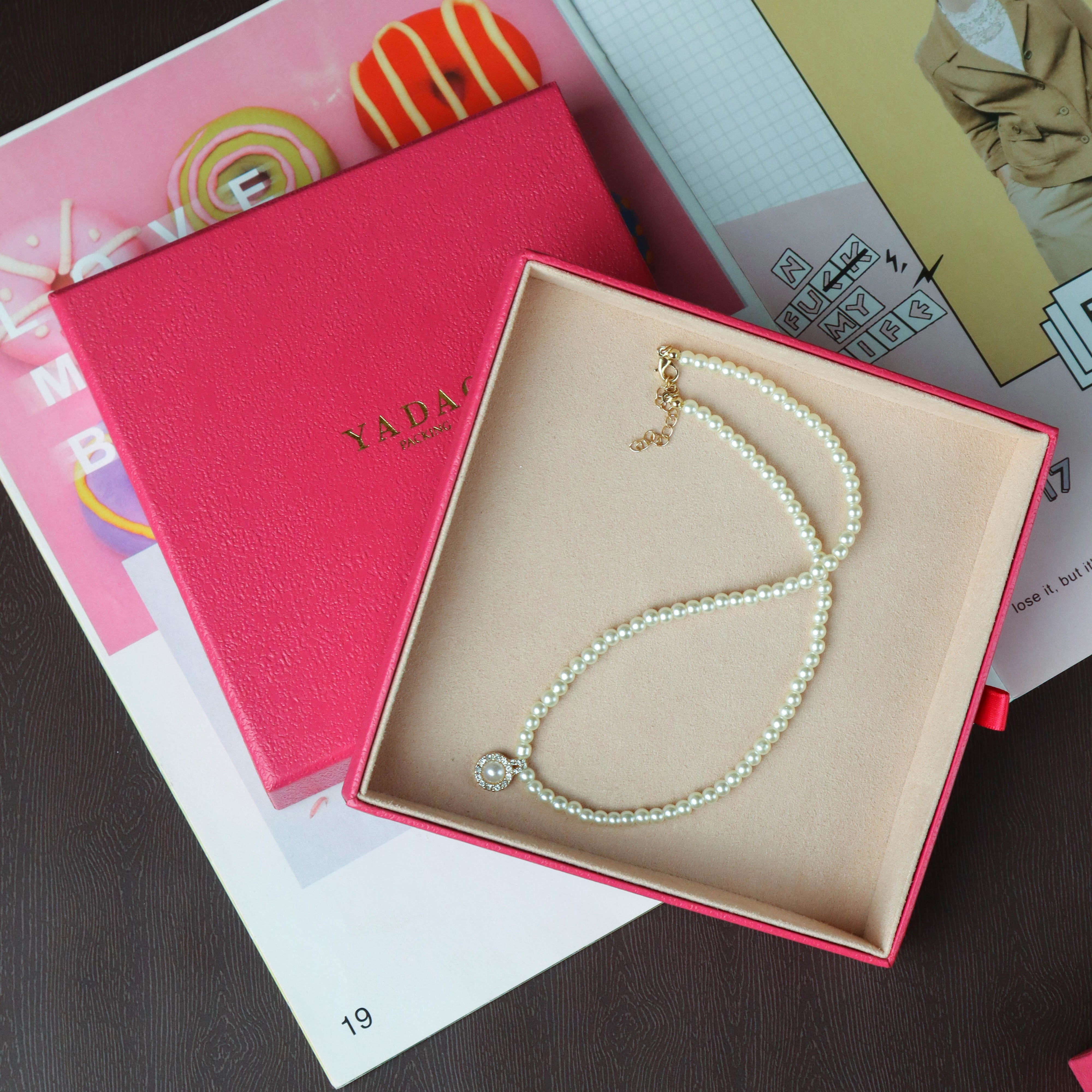 Pink Paper High End Perhiasan Kotak Hadiah Ideal Set Kotak Hadiah Ideal