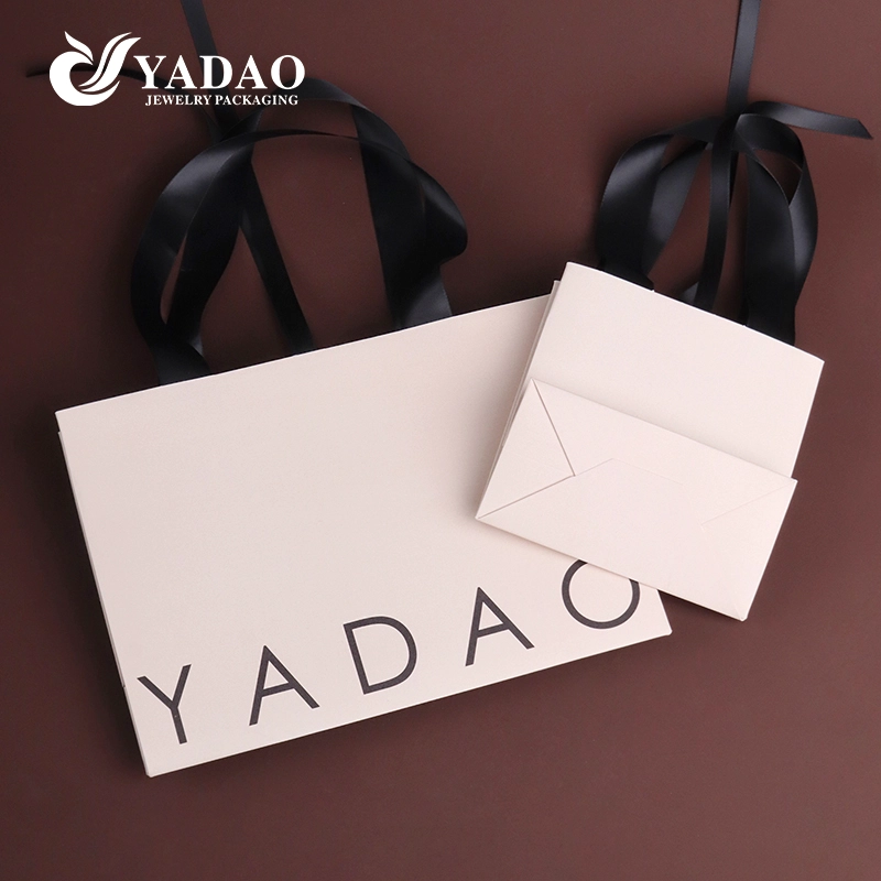 Premium customizable glitter special paper bag ribbon handle for perfume jewelry businesses