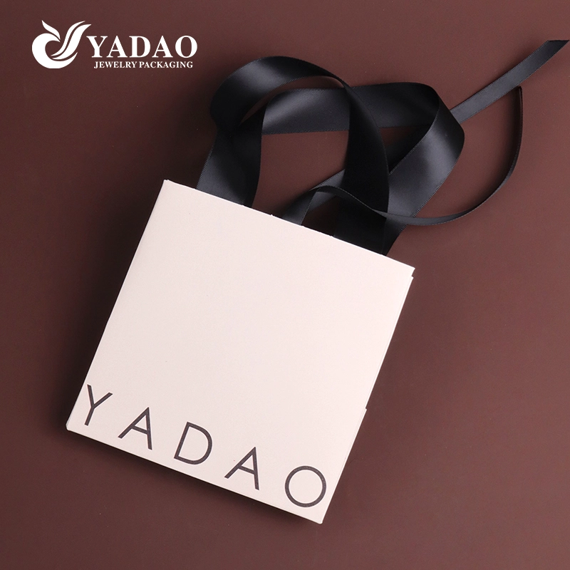 Premium customizable glitter special paper bag ribbon handle for perfume jewelry businesses