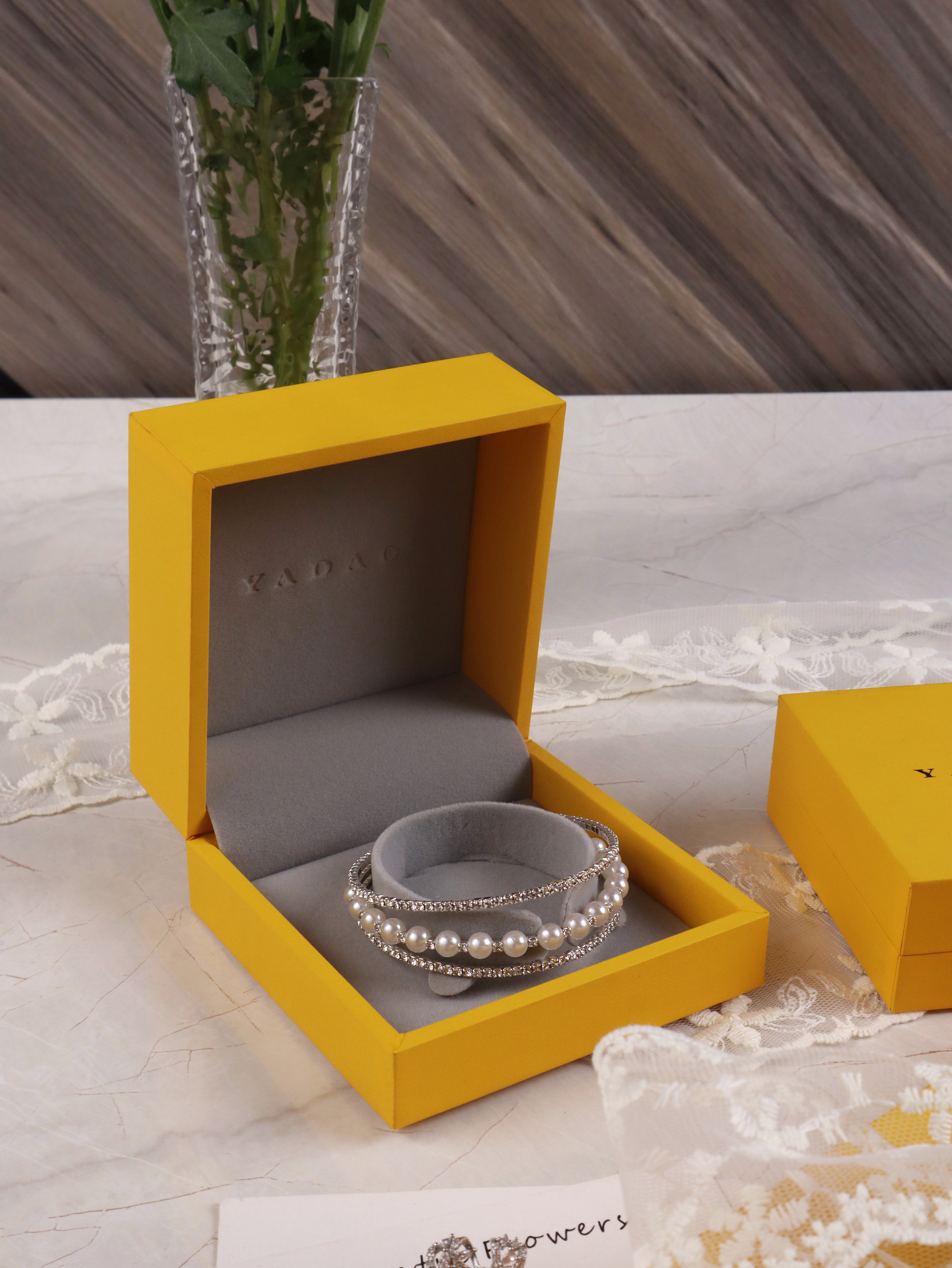 China Premium Yellow Drawer Jewelry Box Custom logo for Ring Necklace Bracelet Earring Wholesale manufacturer