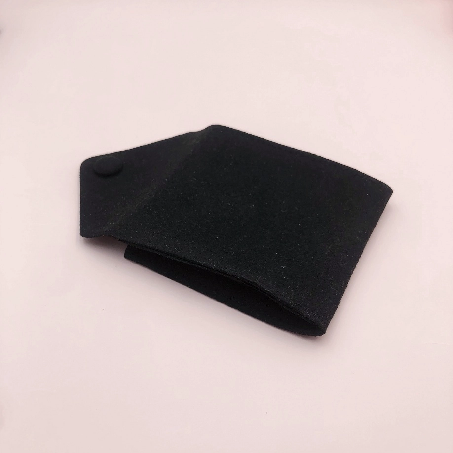Black microfiber pouch button closure envelope shape bag