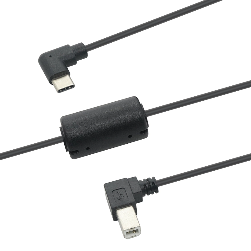 China 90 graden USB 2.0 Type C naar USB B Printerkabel met ferrietkern fabrikant