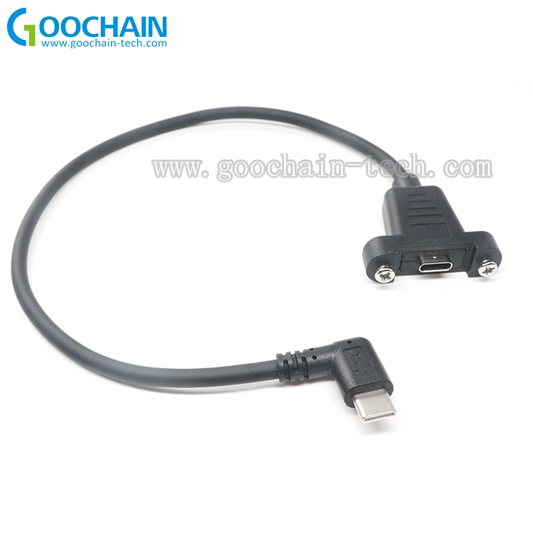 porcelana Personalizado de 90 grados USB Tipo C Macho a doble cerradura de tornillo USB 3.1 Tipo C Cable de extensión femenina fabricante