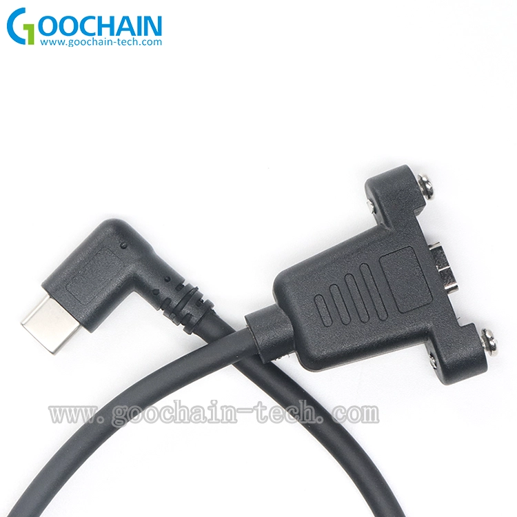 porcelana Personalizado de 90 grados USB Tipo C Macho a doble cerradura de tornillo USB 3.1 Tipo C Cable de extensión femenina fabricante