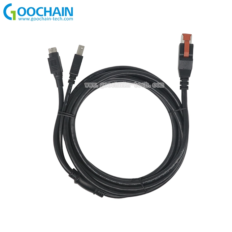China OEM ODM 24V PoweredUSB NAAR 3PIN HosidenUSB B PoweredUSB Kabel fabrikant