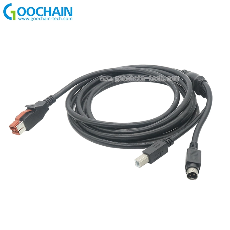 China OEM ODM 24V PoweredUSB NAAR 3PIN HosidenUSB B PoweredUSB Kabel fabrikant