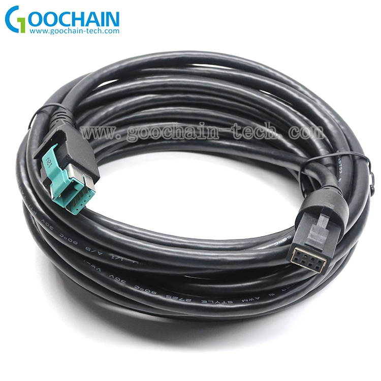 China Benutzerdefinierte 12V bis 2x4p PowerEdusb-Kabel für den NCR-Drucker Hersteller