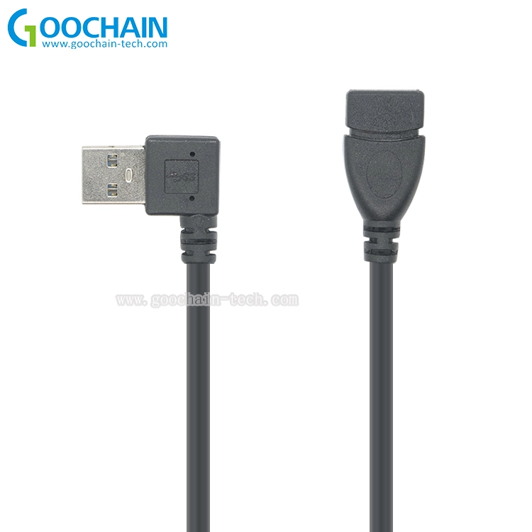 China SuperSpeed Right angle USB 3.0 Male to Female Extension Data Cable manufacturer