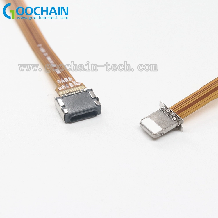 China Aangepaste platte FPC FFC FPV Lightning 8-pins mannelijk naar bliksem 8-pins vrouwelijke verlengkabel fabrikant