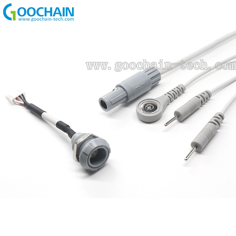 China LEMO 4PIN Fedal Monitor Lead Fio com Botão ECG EKG Snap e 2.0mm ECG Eletrodo Pins fabricante