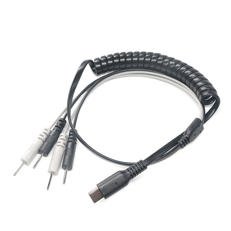 Chine USB Type C personnalisé mâle à 4 broches d'électrode de 2,0 mm Câble ECG EMG EKG pour les machines de l'unité TENS fabricant