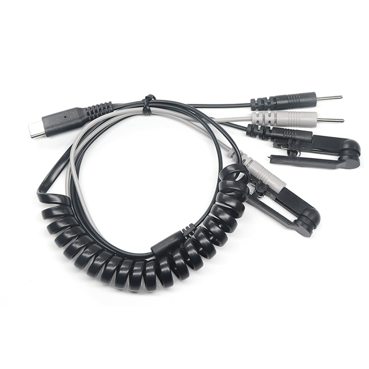 Chine USB Type C personnalisé mâle à 4 broches d'électrode de 2,0 mm Câble ECG EMG EKG pour les machines de l'unité TENS fabricant