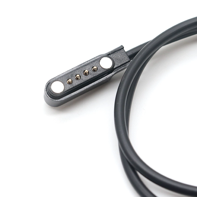 China USB personalizado para cabo de pino pogo magnético de 4 pinos de ângulo reto fabricante