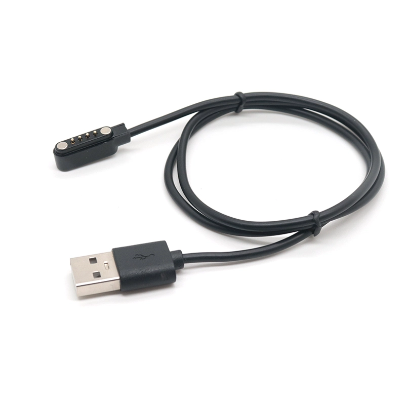 China USB personalizado para cabo de pino pogo magnético de 4 pinos de ângulo reto fabricante