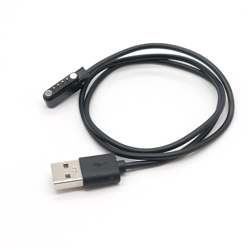 China USB personalizado para cabo de pino pogo magnético de 4 pinos de ângulo reto fabricante