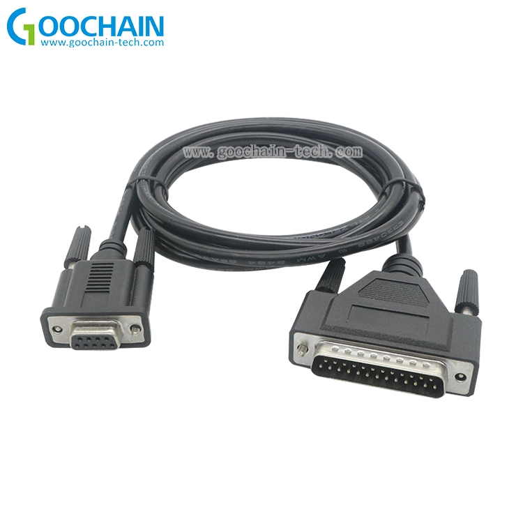 China Standard RS232 DB25 Stecker auf DB9 Buchse Serial Null Modem Kabel Hersteller