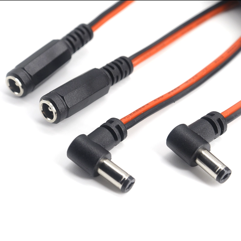 porcelana Enchufe de CC de 5,5x2,1x12 mm en ángulo recto personalizado de 90 grados a cable de conector de CC de 5,5x2,1 mm, UL2468 18AWG fabricante
