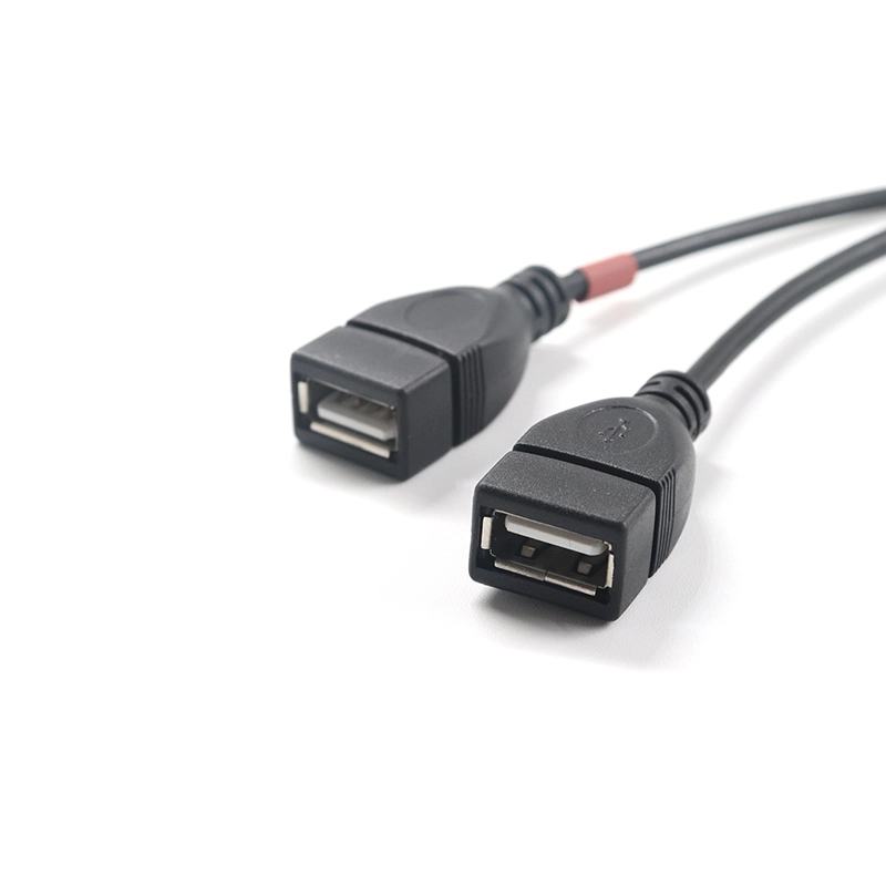 China 90 graus ângulo reto USB 2.0 A macho para 2 USB fêmea conector Y divisor cabo adaptador cabo de alimentação fabricante
