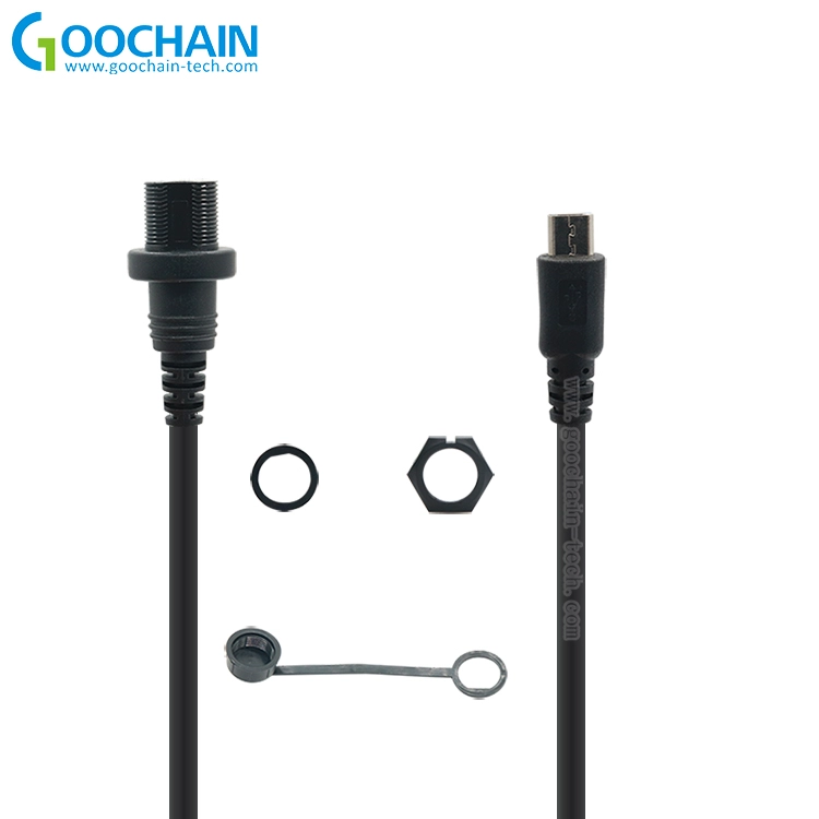 Chine Câble de rinçage de tableau de bord d'extension de montage micro USB étanche pour voiture, bateau, moto, tableau de bord de camion fabricant