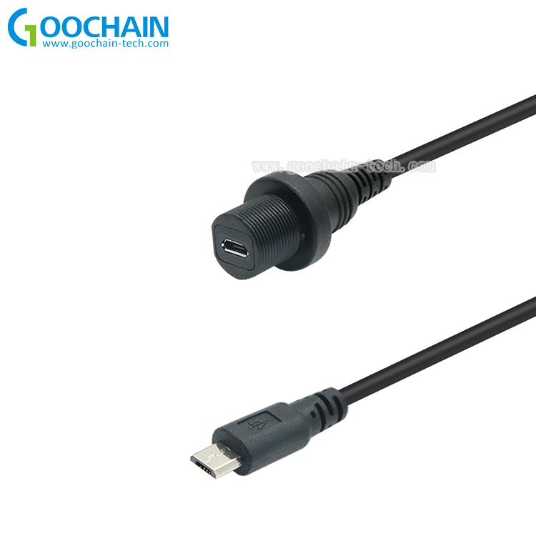 Chine Câble de rinçage de tableau de bord d'extension de montage micro USB étanche pour voiture, bateau, moto, tableau de bord de camion fabricant