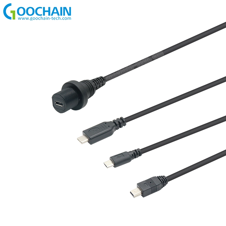 Chine Câble de rinçage de tableau de bord d'extension de montage micro USB étanche pour voiture, bateau, moto, tableau de bord de camion fabricant