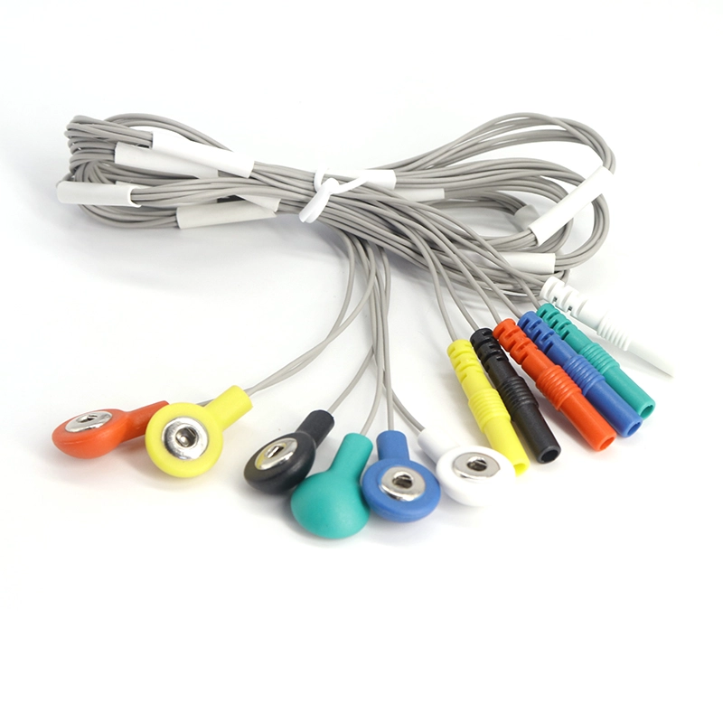 porcelana Cable personalizado EEG ECG 6 cables de electrodos 2,5 mm eeg ecg snap a cable din de 1,5 mm fabricante