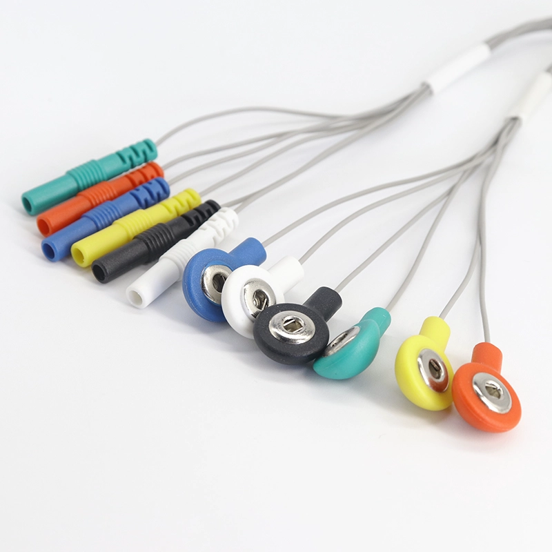 porcelana Cable personalizado EEG ECG 6 cables de electrodos 2,5 mm eeg ecg snap a cable din de 1,5 mm fabricante