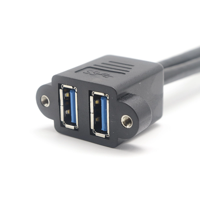 Chine Câble d'extension double USB 3.0 A mâle à double vis femelle à montage sur panneau à verrouillage par vis fabricant