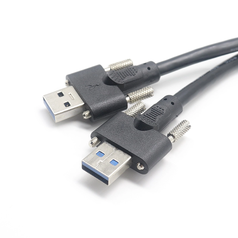 Chine Câble d'extension double USB 3.0 A mâle à double vis femelle à montage sur panneau à verrouillage par vis fabricant