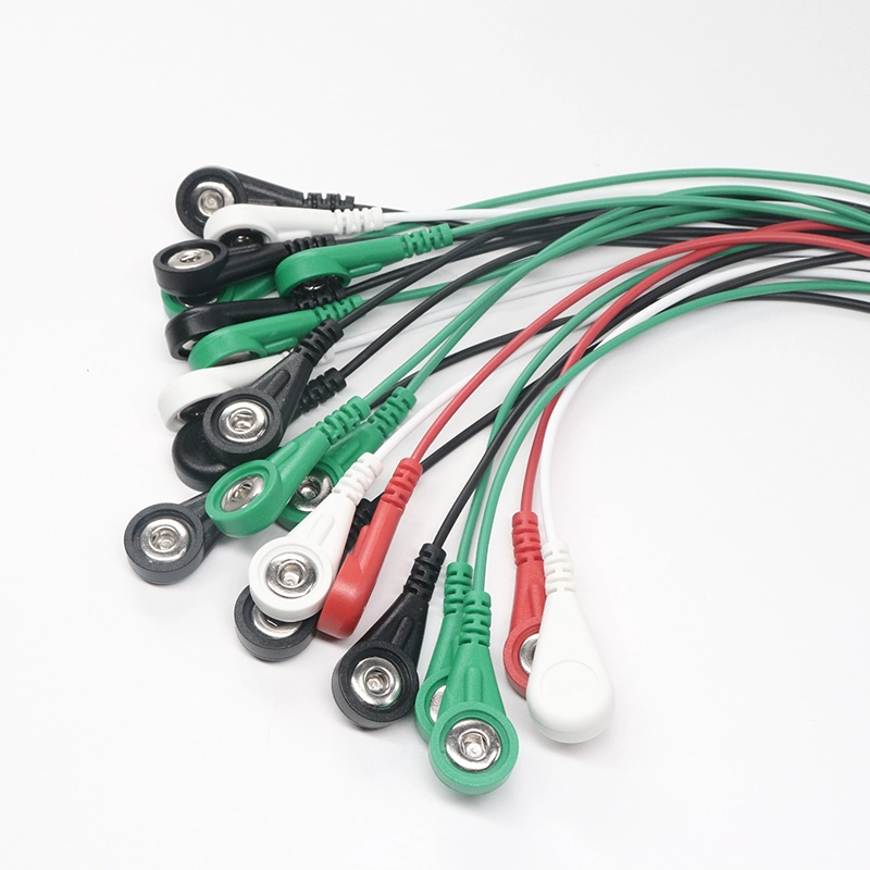 China Op maat afgeschermde 3,5 mm 4,0 mm 5,0 mm ECG EEG EKG EMG Vrouw Snap-to-open end kabel China fabriek fabrikant