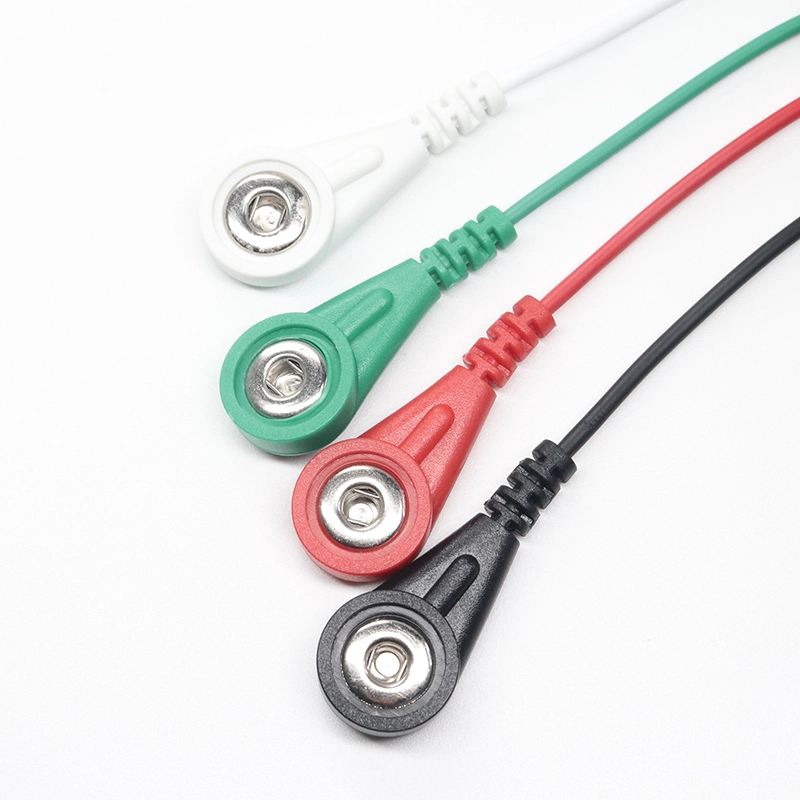 China Op maat afgeschermde 3,5 mm 4,0 mm 5,0 mm ECG EEG EKG EMG Vrouw Snap-to-open end kabel China fabriek fabrikant
