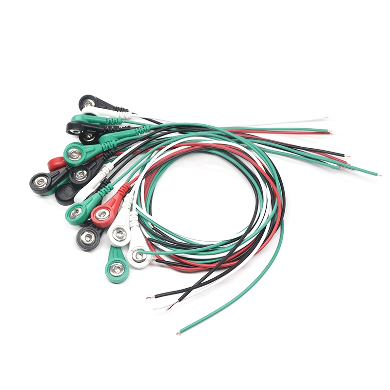 China Op maat afgeschermde 3,5 mm 4,0 mm 5,0 mm ECG EEG EKG EMG Vrouw Snap-to-open end kabel China fabriek fabrikant