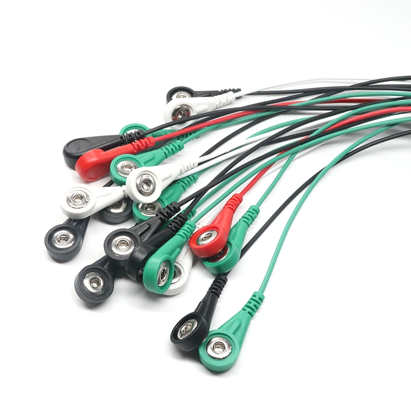 China Op maat afgeschermde 3,5 mm 4,0 mm 5,0 mm ECG EEG EKG EMG Vrouw Snap-to-open end kabel China fabriek fabrikant