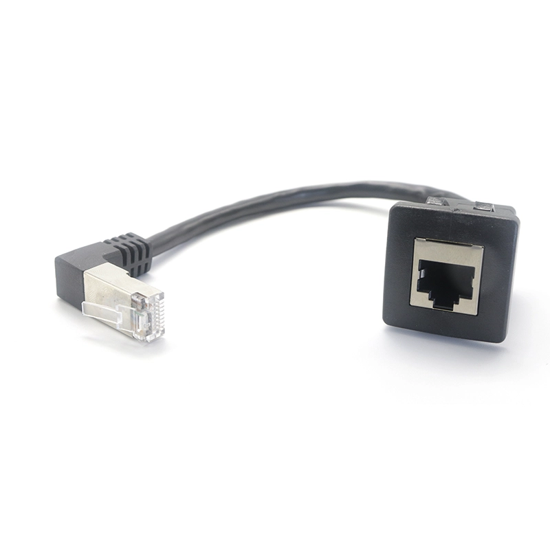 China Elleboog up hoek RJ45 Male naar Panel mount RJ45 Vrouwelijke verlengkabel met Gesp voor Auto Vrachtwagen Boot Motorfiets Dashboard: fabrikant