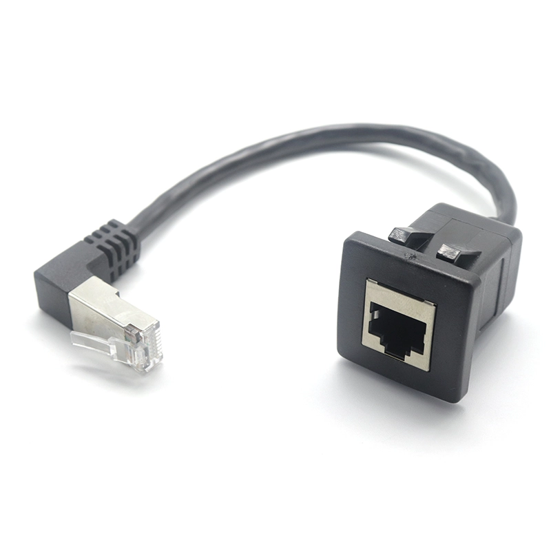 China Elleboog up hoek RJ45 Male naar Panel mount RJ45 Vrouwelijke verlengkabel met Gesp voor Auto Vrachtwagen Boot Motorfiets Dashboard: fabrikant