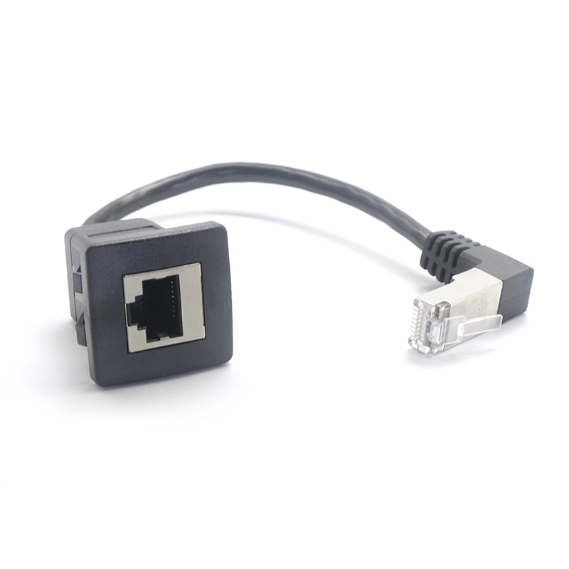 China Elleboog up hoek RJ45 Male naar Panel mount RJ45 Vrouwelijke verlengkabel met Gesp voor Auto Vrachtwagen Boot Motorfiets Dashboard: fabrikant