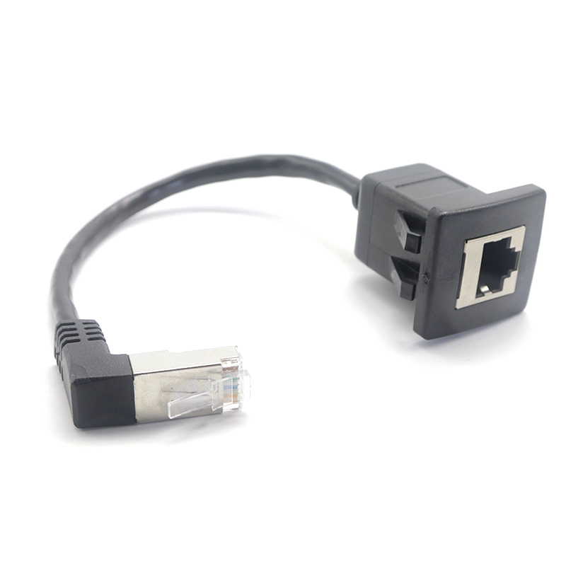 China Elleboog up hoek RJ45 Male naar Panel mount RJ45 Vrouwelijke verlengkabel met Gesp voor Auto Vrachtwagen Boot Motorfiets Dashboard: fabrikant