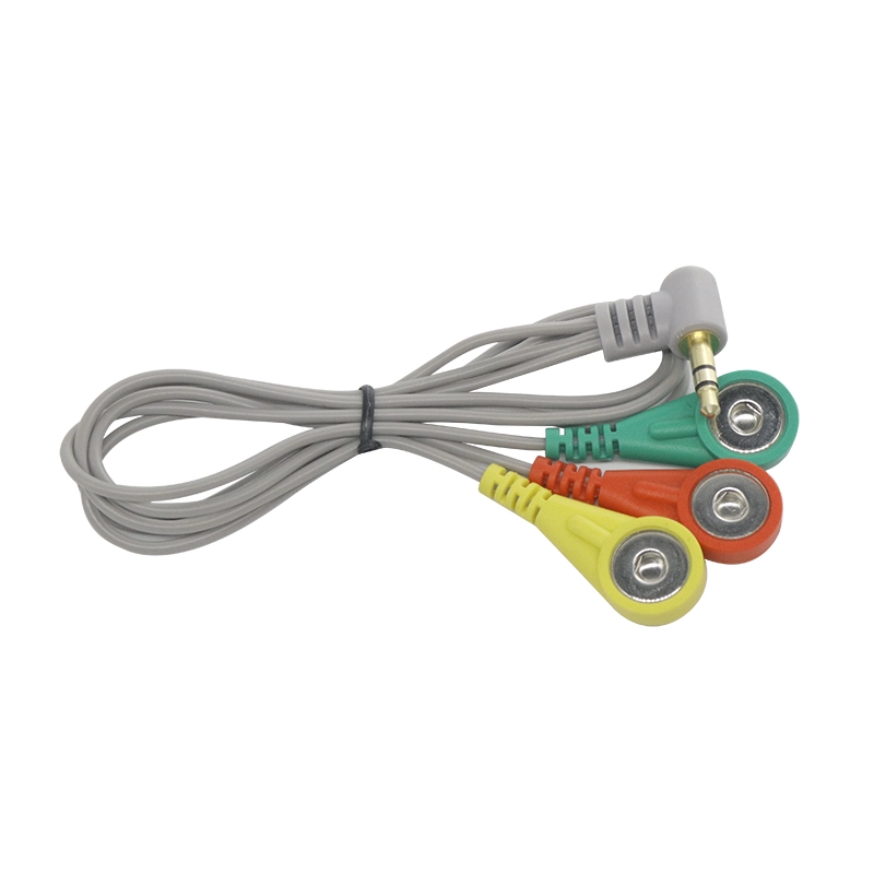 China Cabo de encaixe fêmea personalizado de 3 condutores ECG EEG EKG EMG com conector de áudio estéreo de 3,5 mm fábrica da china fabricante