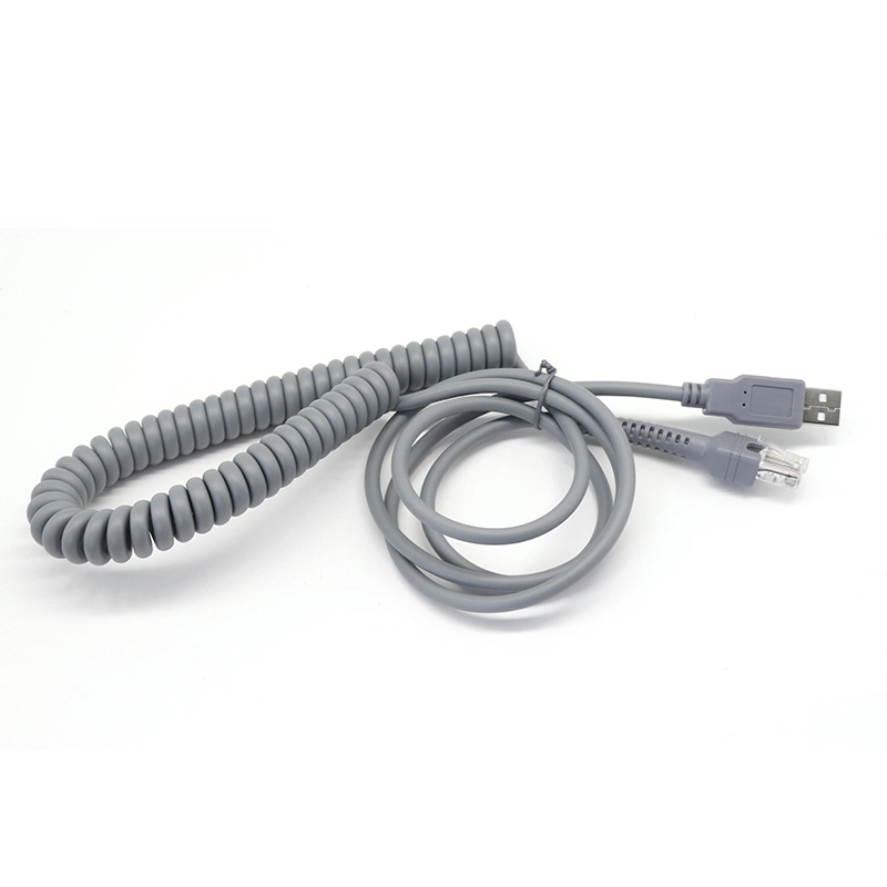 Chine USB A vers RJ45 RJ48 RJ50 10P10C Câble d'extension en spirale enroulée pour le scanner de code-barres de symboles Ls2208 fabricant