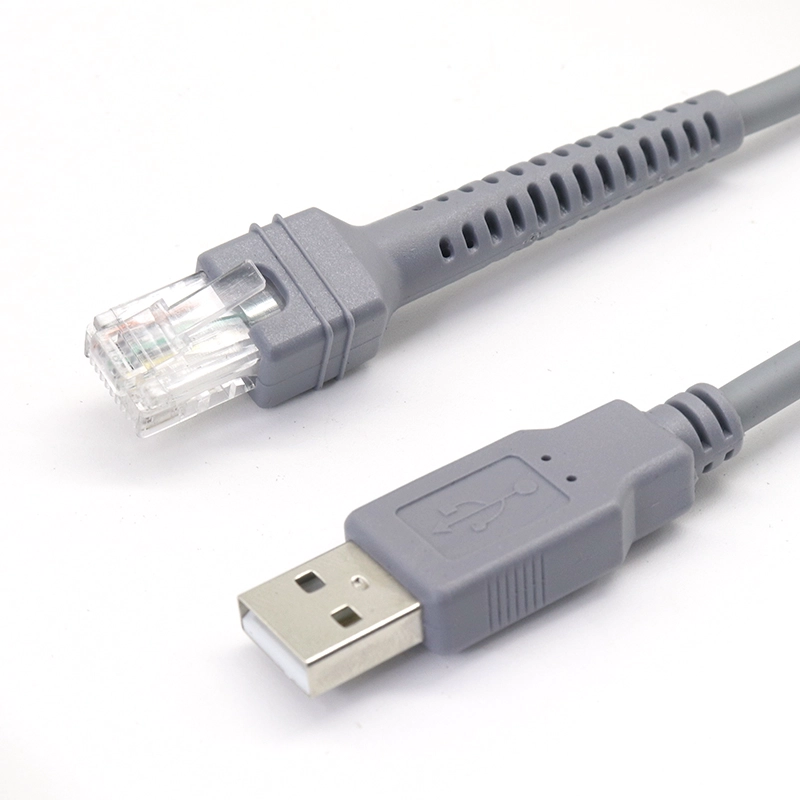 Chine USB A vers RJ45 RJ48 RJ50 10P10C Câble d'extension en spirale enroulée pour le scanner de code-barres de symboles Ls2208 fabricant