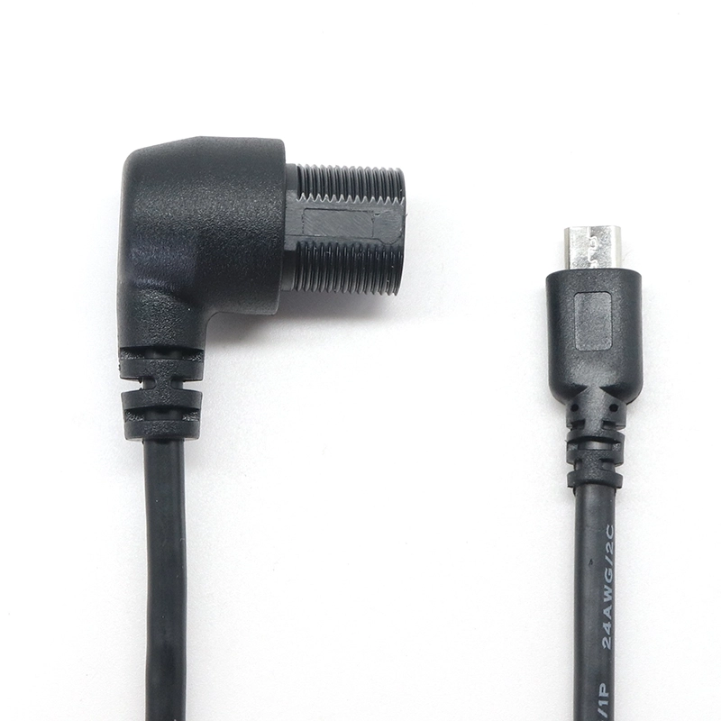Çin Araba, Tekne, Motosiklet, Kamyon Panosu için Sağ açı Mikro USB Montaj Uzatma Dash Gömme Kablo üretici firma
