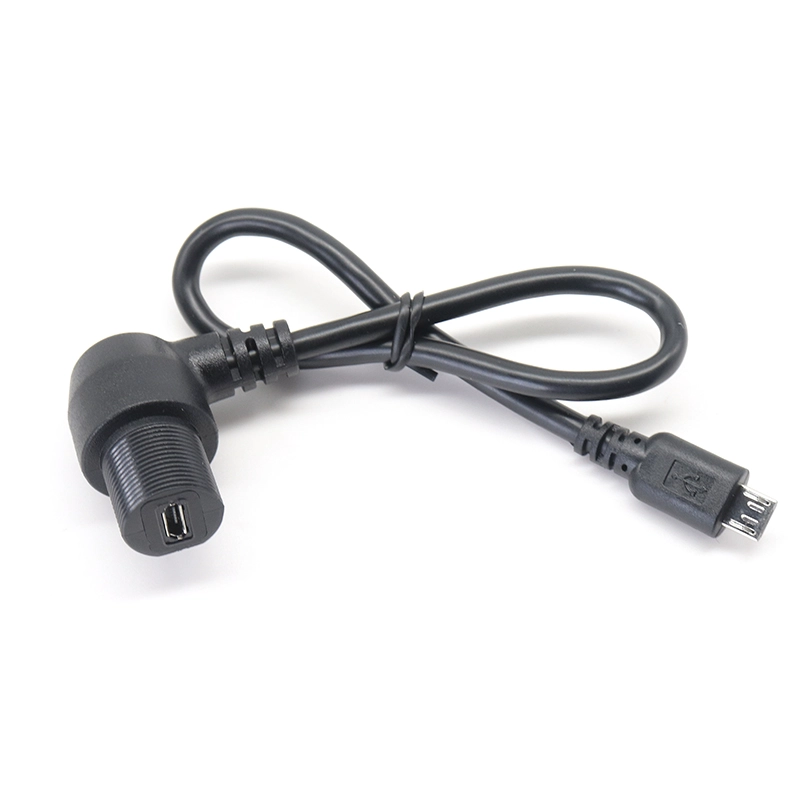 Çin Araba, Tekne, Motosiklet, Kamyon Panosu için Sağ açı Mikro USB Montaj Uzatma Dash Gömme Kablo üretici firma