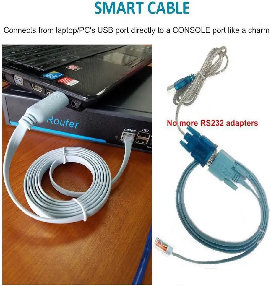 Chine Câble de console USB de remplacement pour câble de routeur Cisco Câble adaptateur Ftdi Chipset USB vers Rj45 pour ordinateurs portables sous Windows, Mac, Linux fabricant
