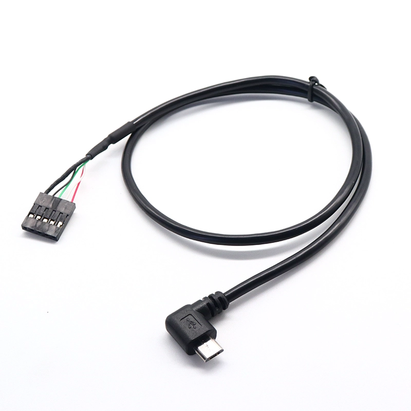 China 90-Grad-Rechts-/Linkswinkel-Micro-USB-5-Pin-Stecker auf Dupont-2,54-mm-Header-Motherboard-Buchsenkabel Hersteller