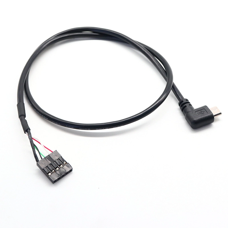 China 90-Grad-Rechts-/Linkswinkel-Micro-USB-5-Pin-Stecker auf Dupont-2,54-mm-Header-Motherboard-Buchsenkabel Hersteller
