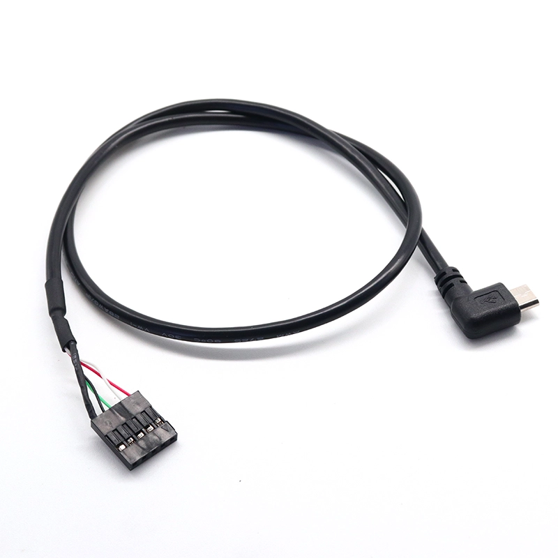 China 90-Grad-Rechts-/Linkswinkel-Micro-USB-5-Pin-Stecker auf Dupont-2,54-mm-Header-Motherboard-Buchsenkabel Hersteller